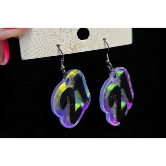 21st Birthday Holographic Shiny Flash Dangle Earrings Gift - Picture 2 of 5